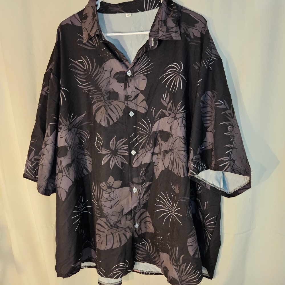 Floral Skull Button‎ Down Shirt - Short Sleeve - Party - Vacation - 5XL